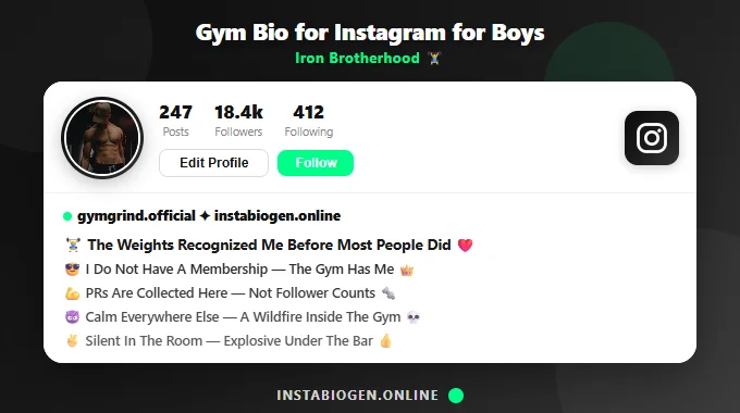 Gym Bio for Instagram for Boys